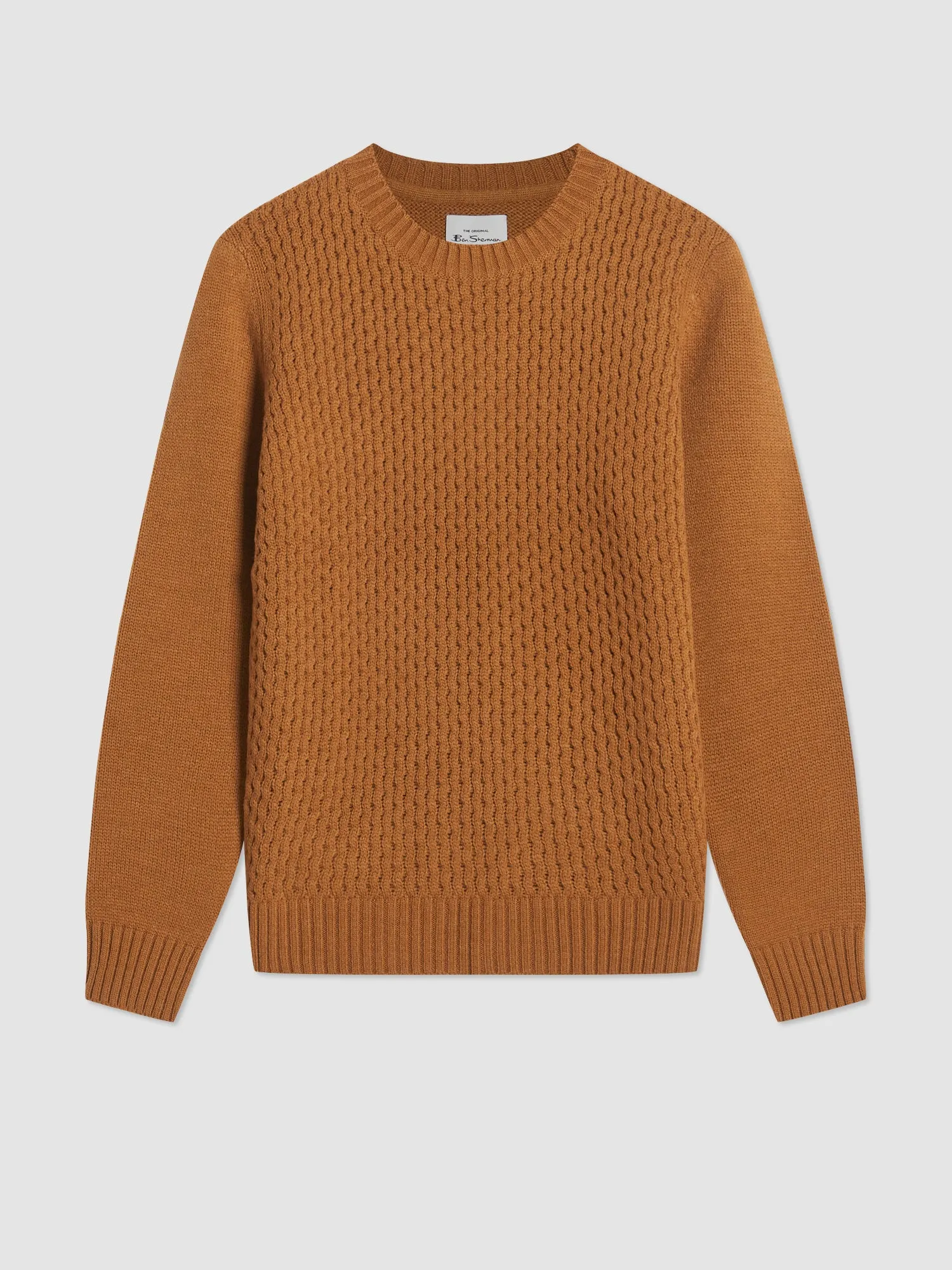 Aran Knit Crewneck Sweater - Ginger