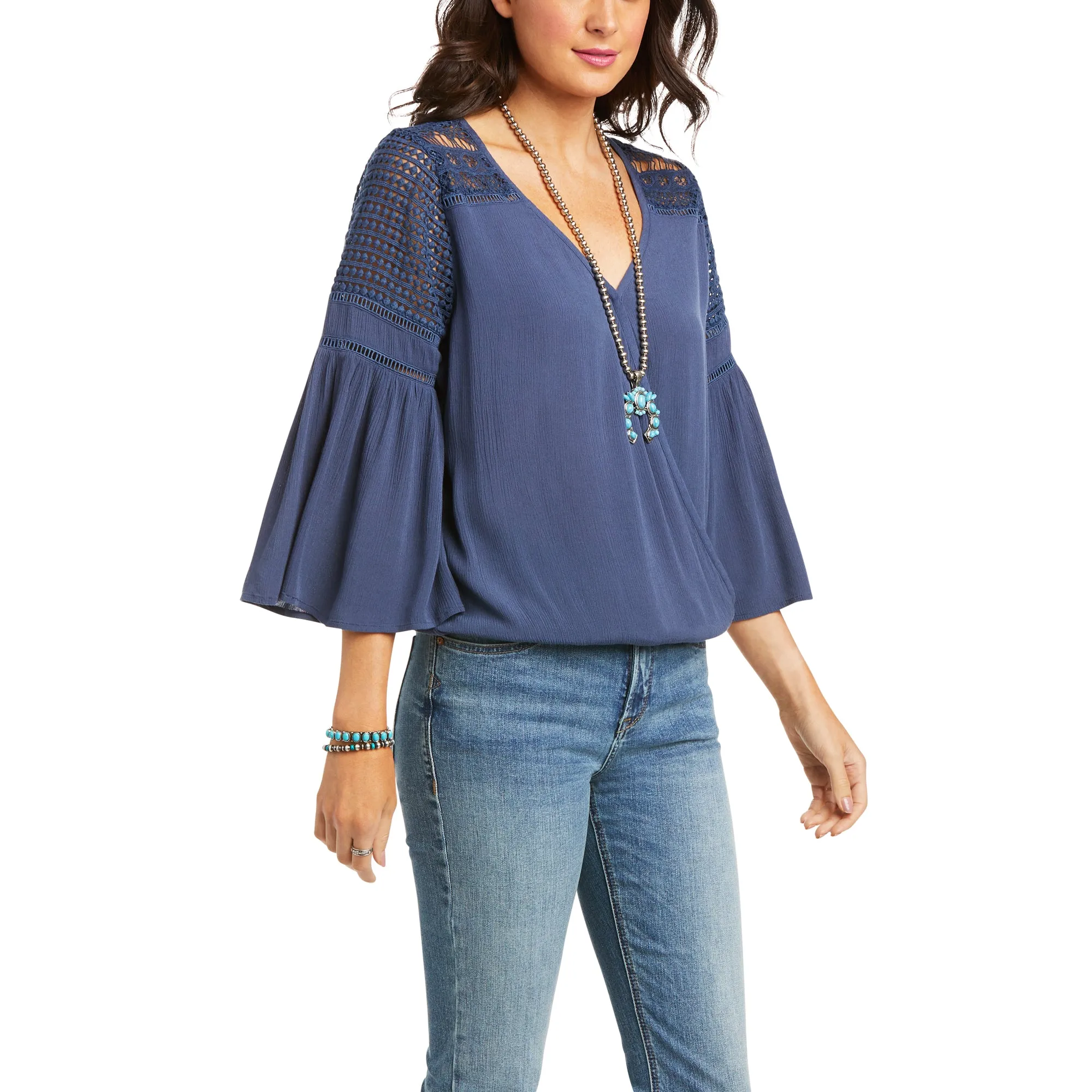 Ariat Ladies Brunchin Half-Sleeve Indigo Tunic Shirt 10036160