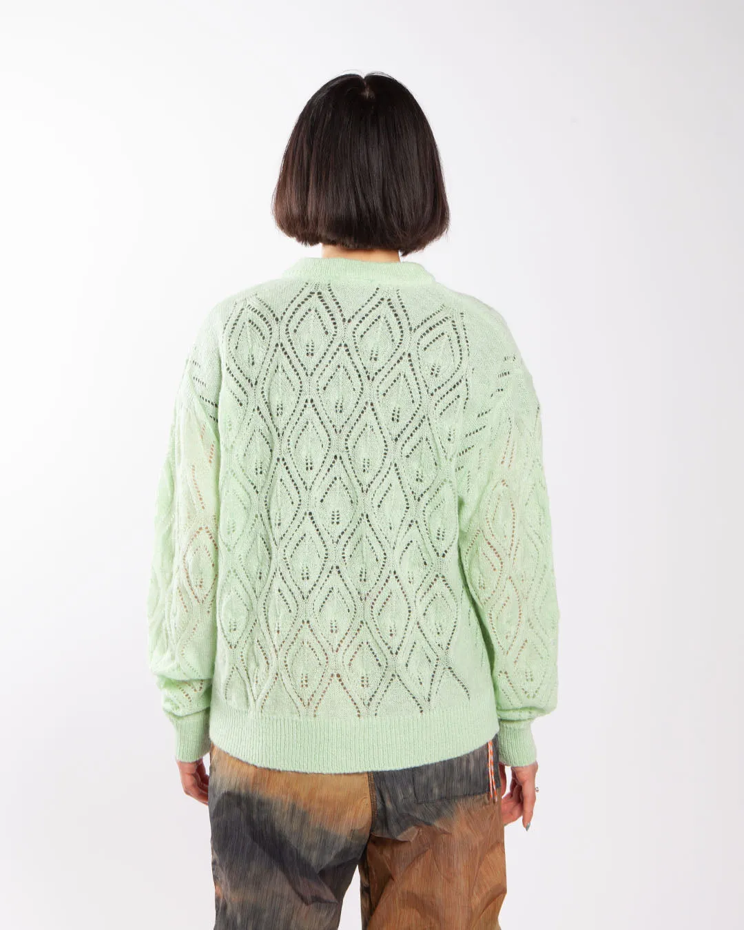 Aries Lace and Leaf Knit Cardigan Aqua