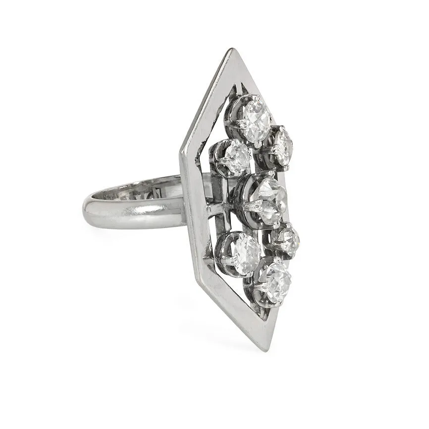 Art Moderne style diamond hexagonal ring