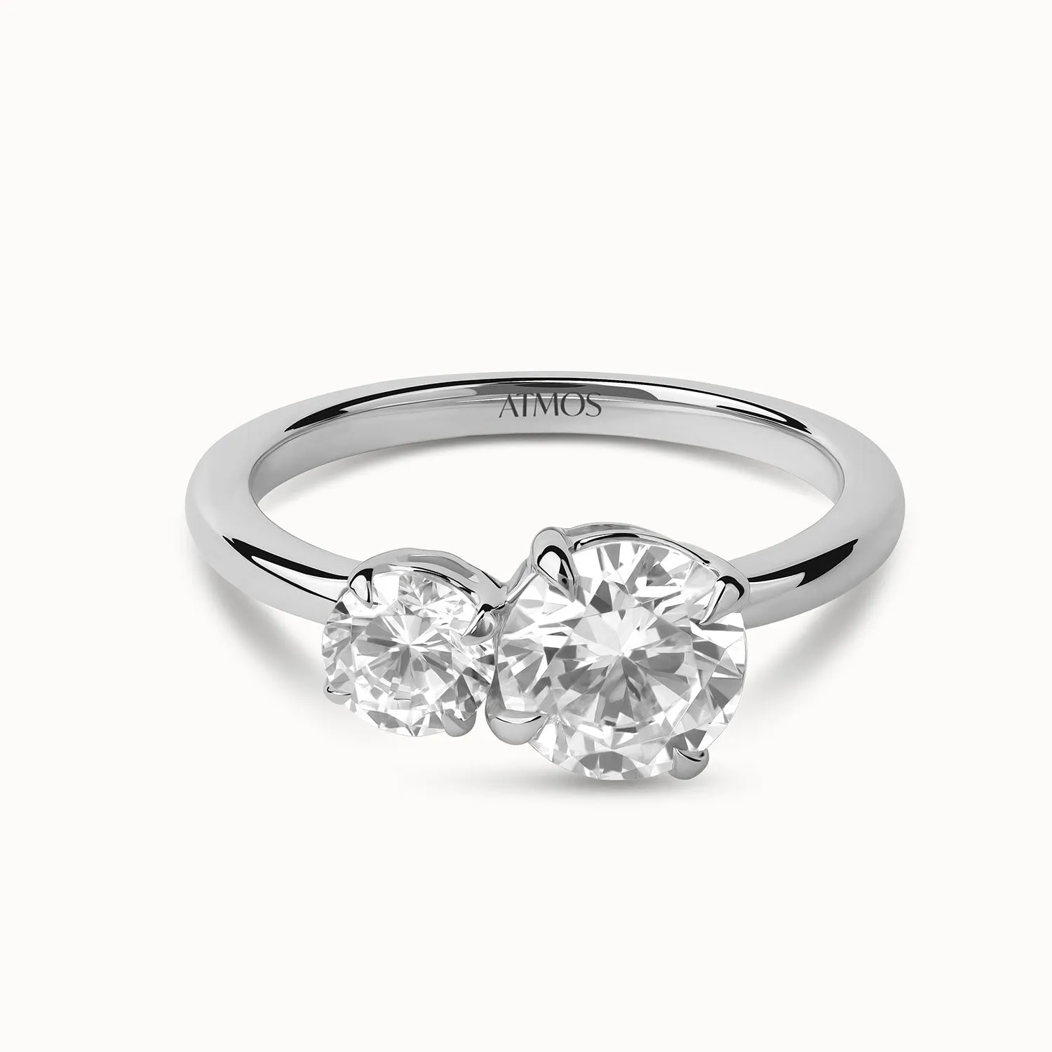 Asymmetrical Round Diamond Toi et Moi Ring