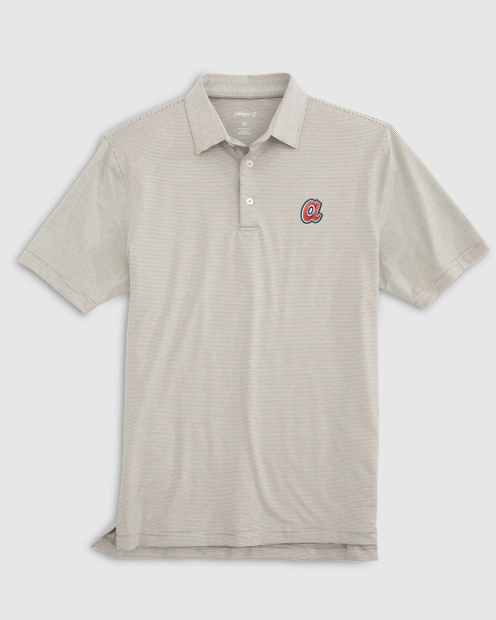 Atlanta Braves Lyndonn Striped Jersey Performance Polo - Cooperstown Logo