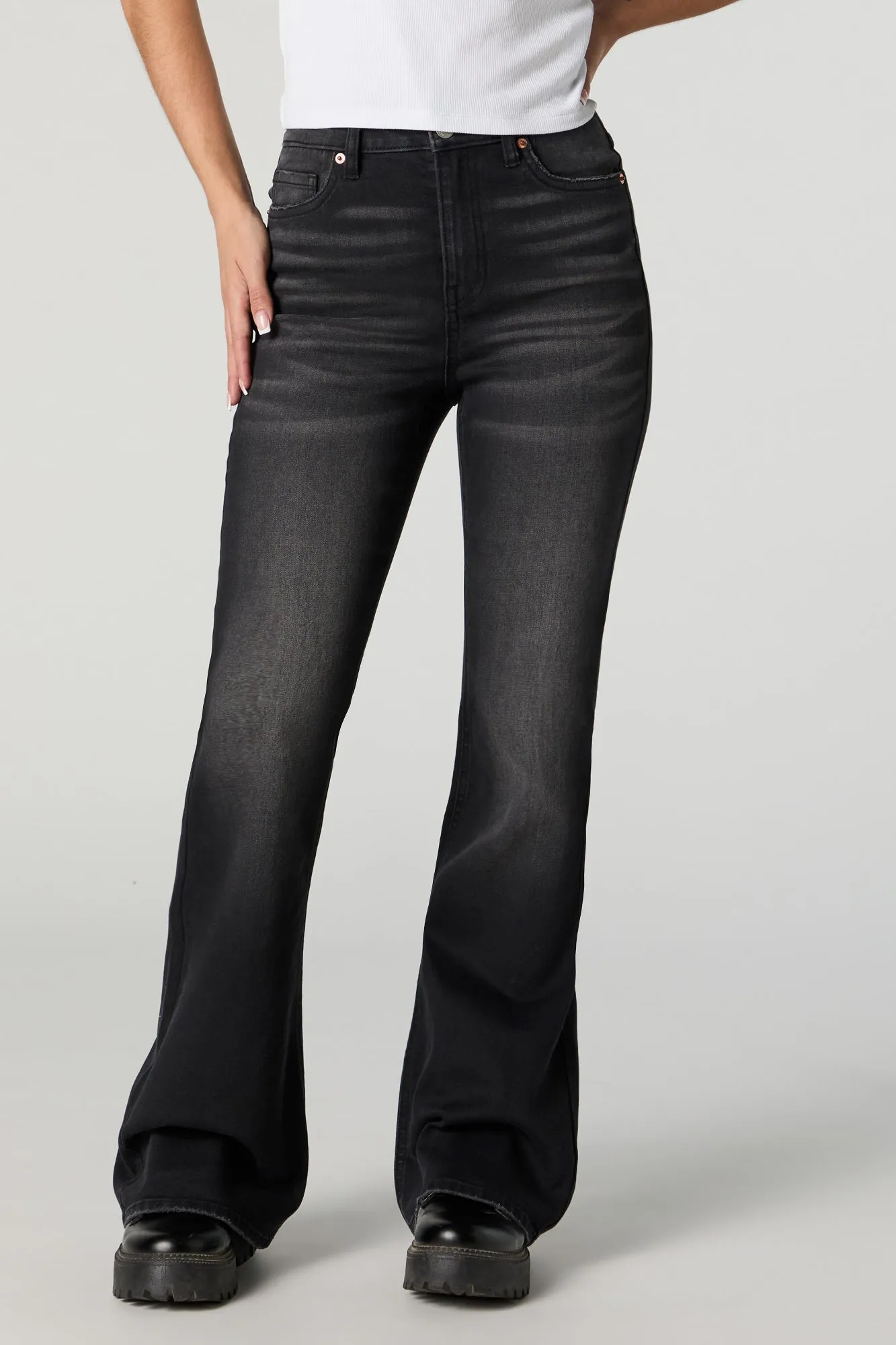 Austin Black Vintage Wash High-Rise Flare Jean