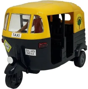 Auto Rickshaw Toy for Kids Pull Back Action Mini Auto Rickshaw Mini for Kids (Black, Yellow) ( Pack of 1)