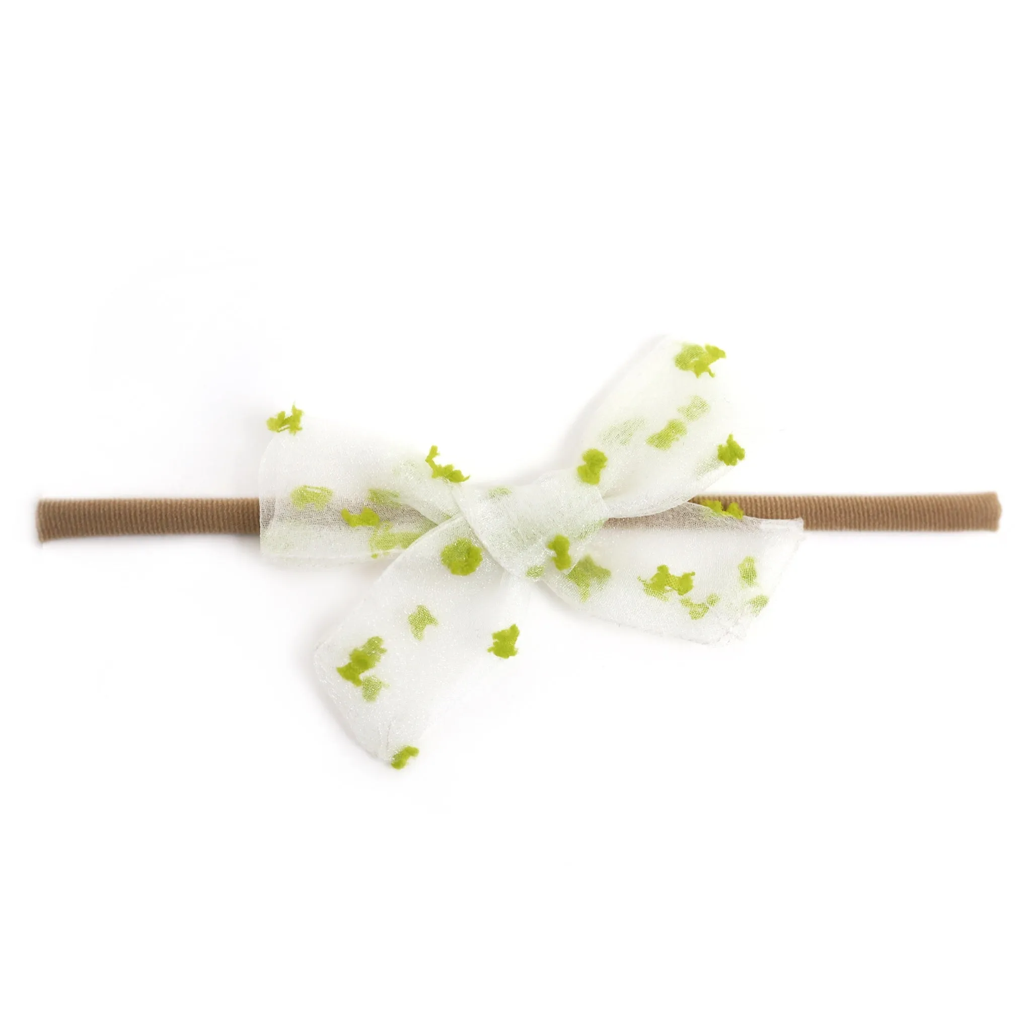 Baby Bow - Sheer White/Lime Dottie