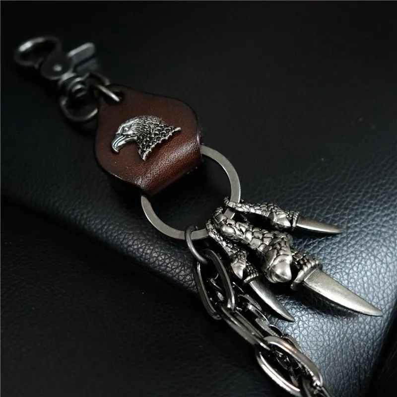 Badass Mens Eagle Double Key Long Biker Pants Chain Wallet Chain For Men