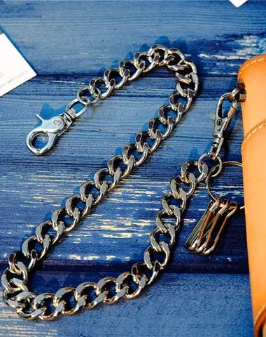 Badass Men's Silver Long Key Chain Wallet Chain Pants Chain Biker Wallet Chain For Men