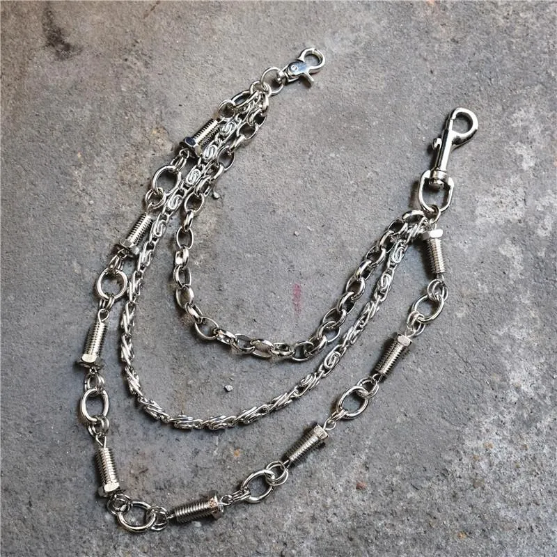 Badass Men's Silver Triple screw bolt Pants Chain Wallet Chain For Men