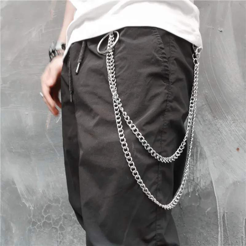 Badass Punk Mens Long Two Layer Pants Chain Long Wallet Chain For Men