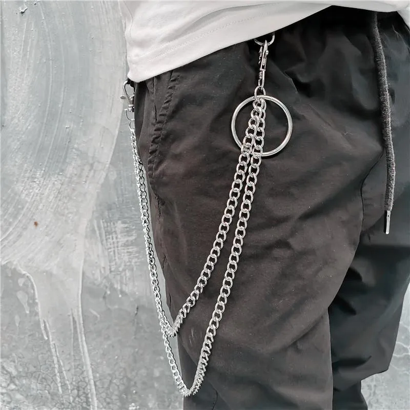 Badass Punk Mens Long Two Layer Pants Chain Long Wallet Chain For Men