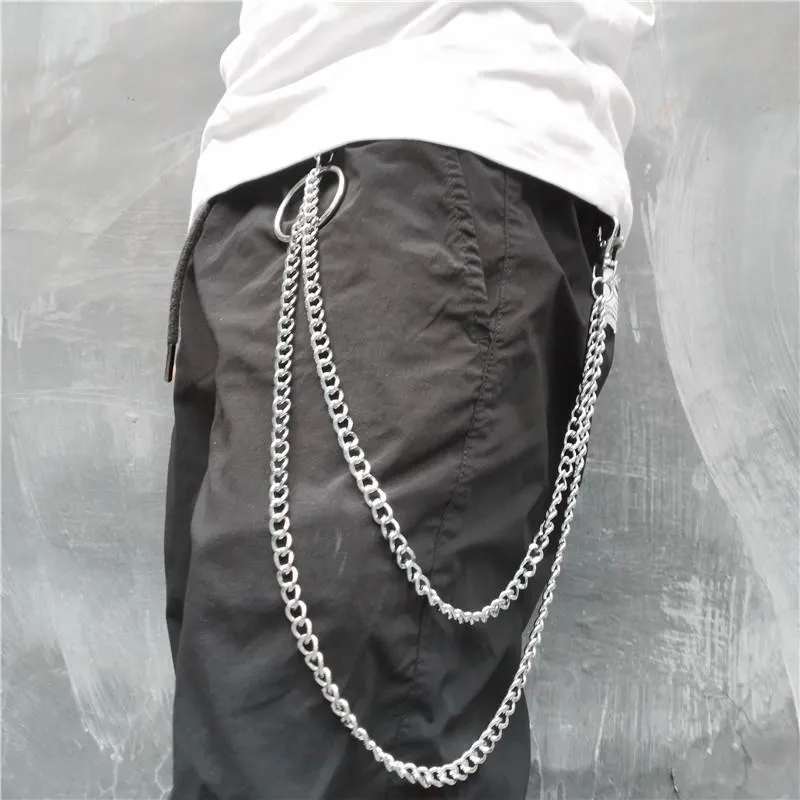 Badass Punk Mens Long Two Layer Pants Chain Long Wallet Chain For Men