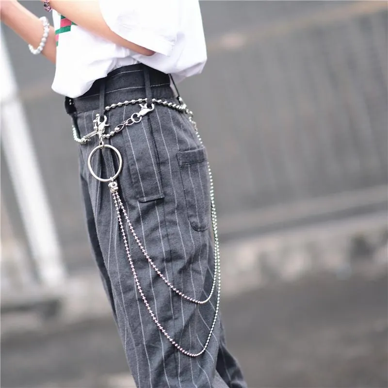 Badass Punk Mens Womens Stainless Steel Double Beaded Pants Chain Wallet Chain For Men