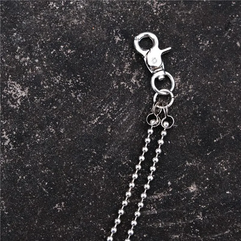 Badass Punk Mens Womens Stainless Steel Double Beaded Pants Chain Wallet Chain For Men