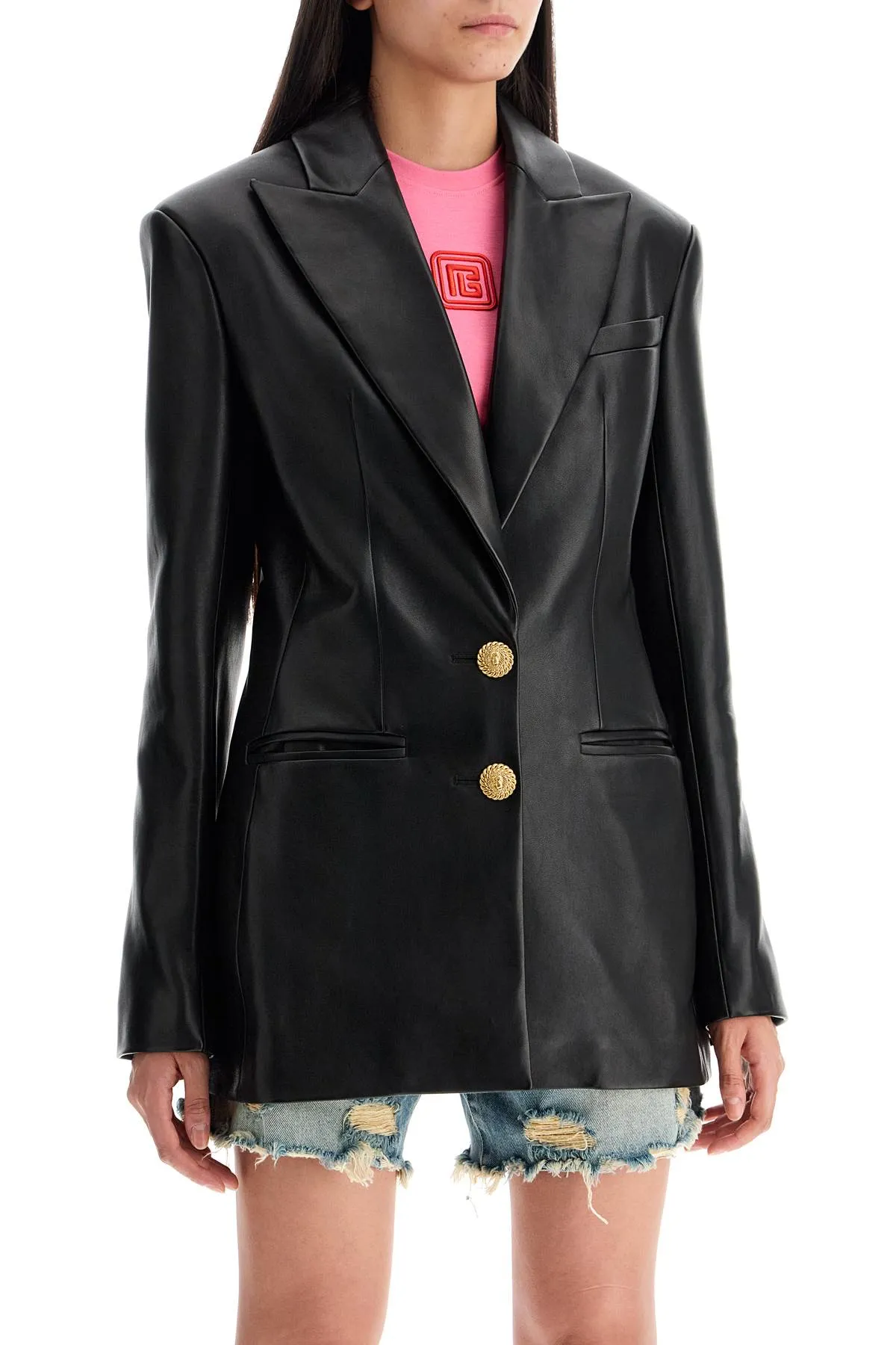 BALMAIN leather blazer jacket