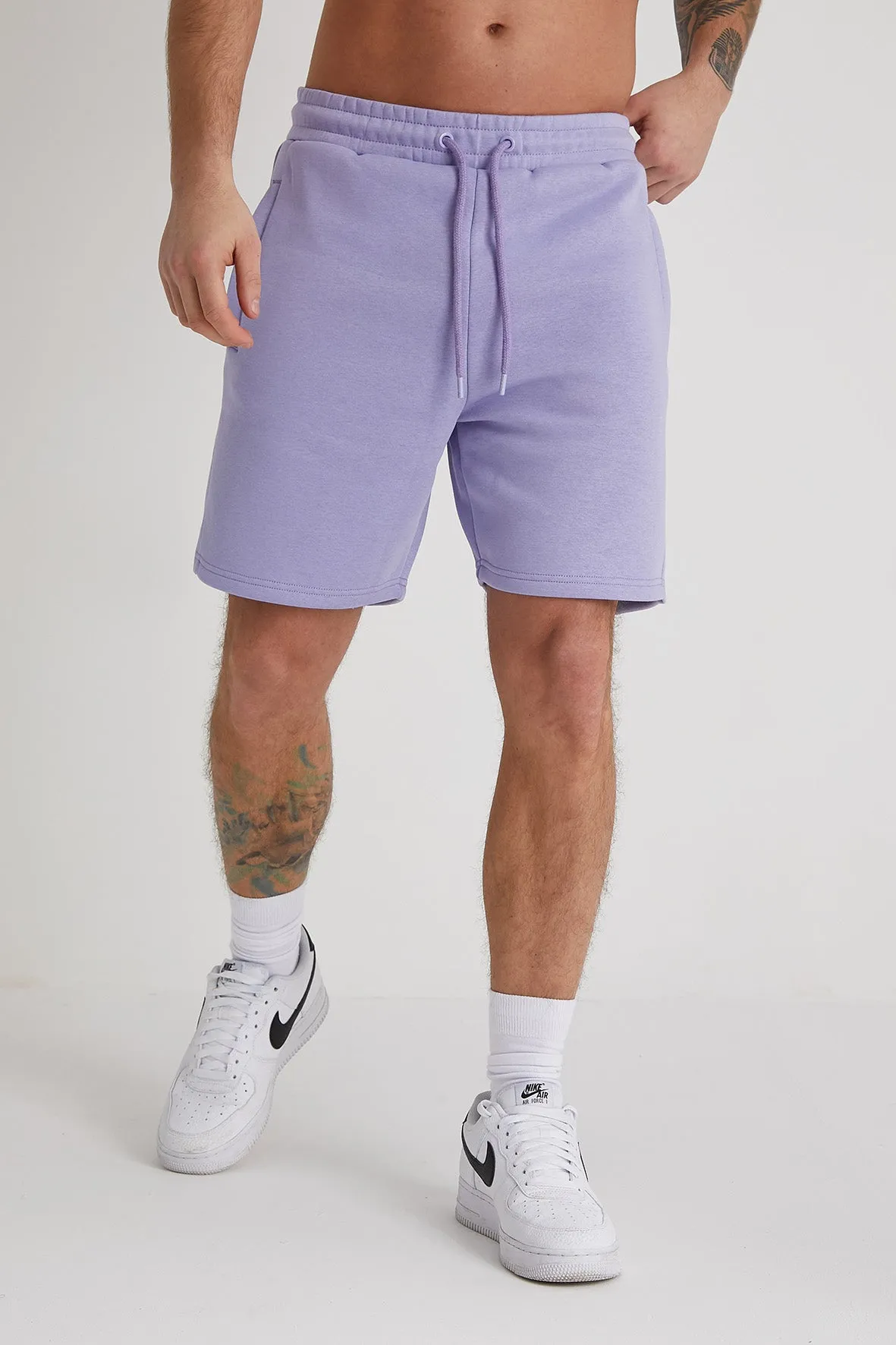 Banks premium brushback fleece shorts in Amethyst