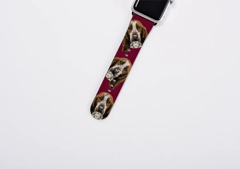 Basset Hound Maroon Apple Watch Strap