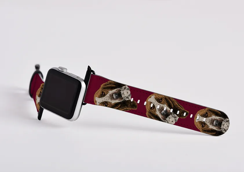 Basset Hound Maroon Apple Watch Strap