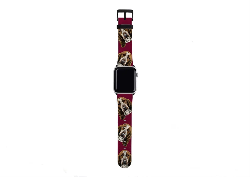 Basset Hound Maroon Apple Watch Strap