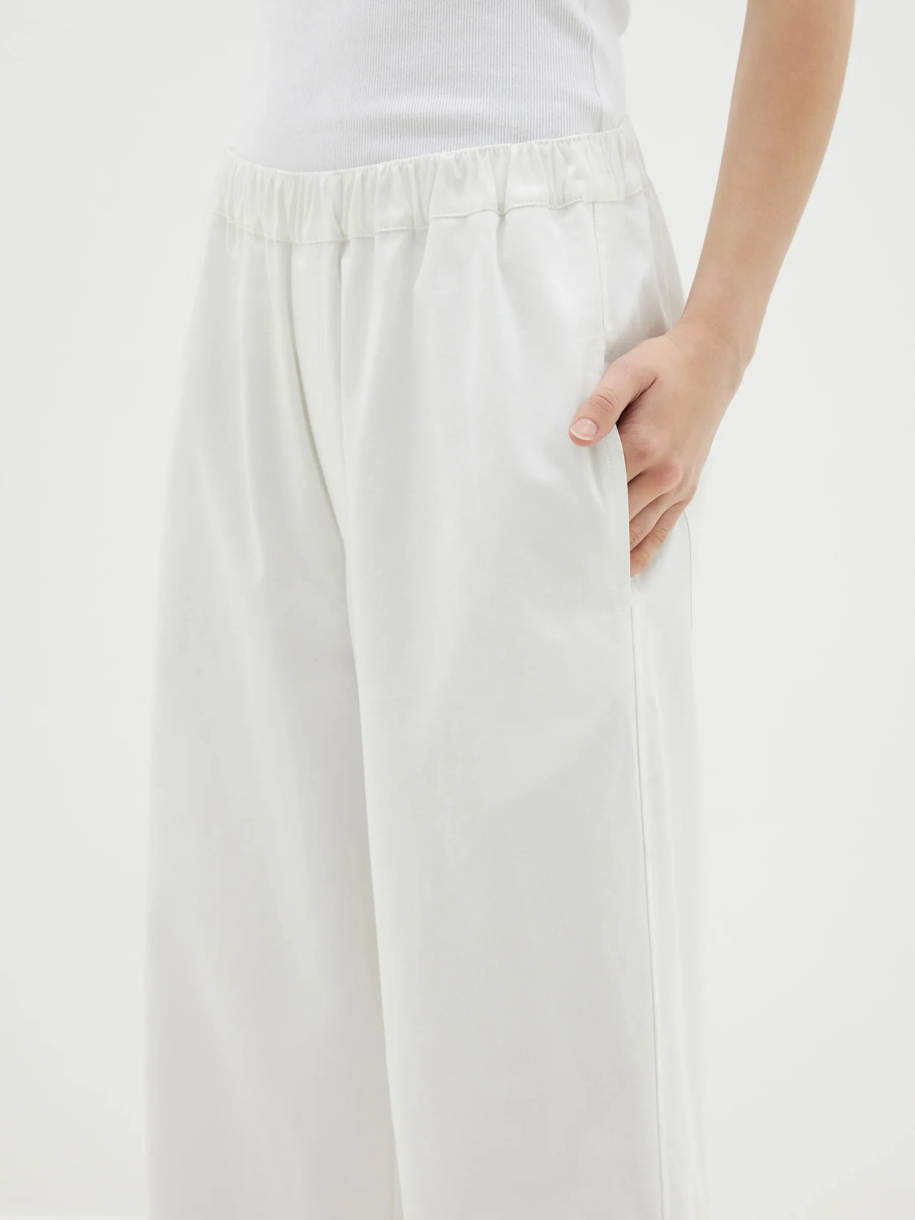 Bassike Canvas Pull On Wide Leg Pant - White