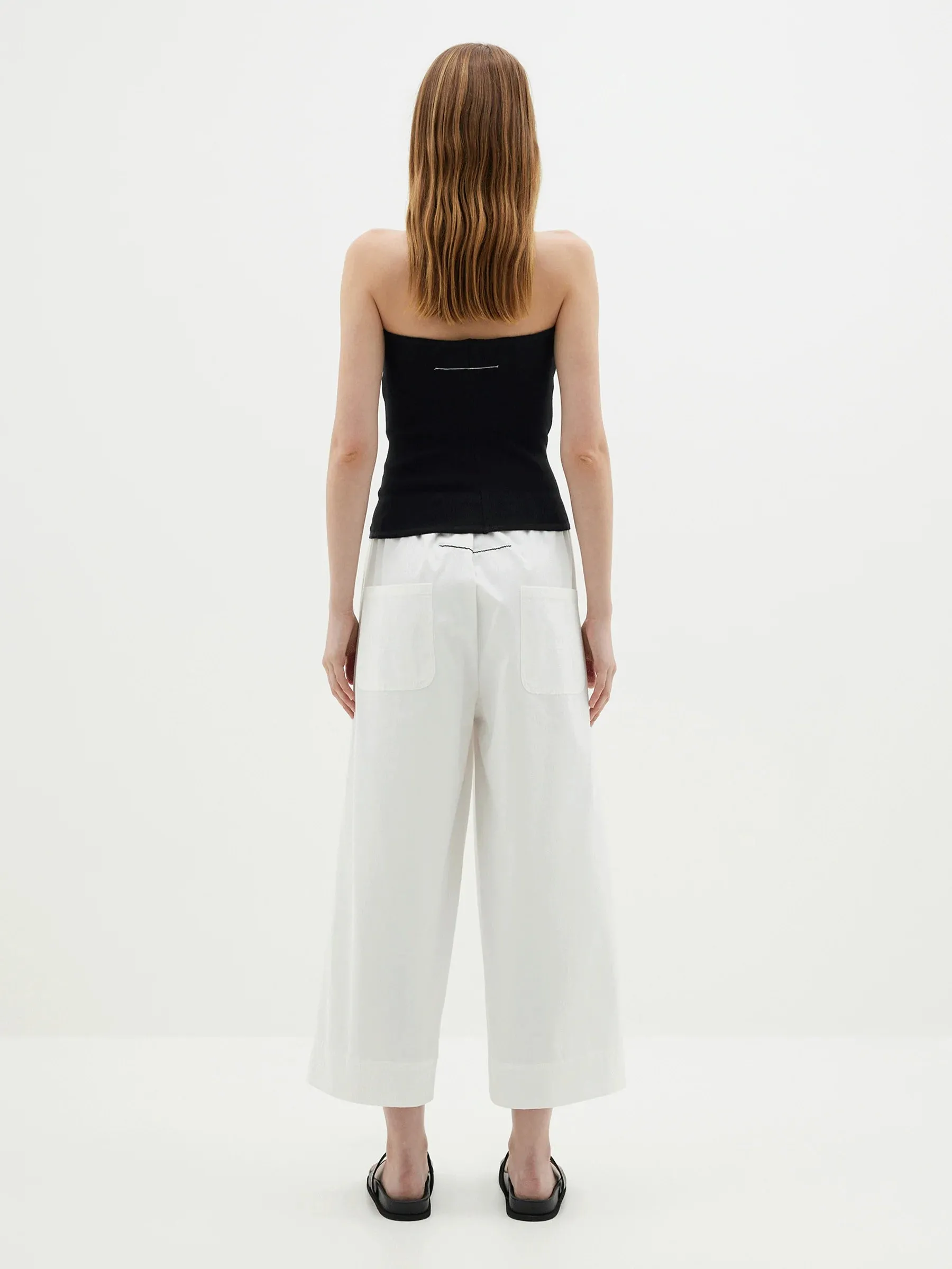 Bassike Canvas Pull On Wide Leg Pant - White