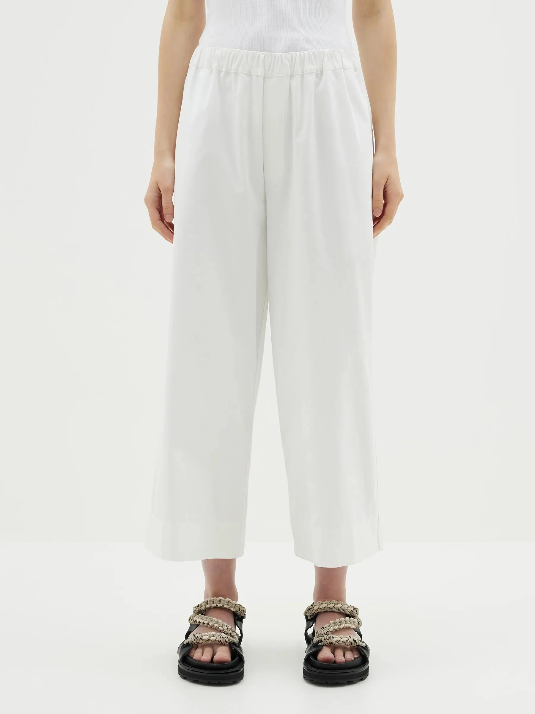 Bassike Canvas Pull On Wide Leg Pant - White