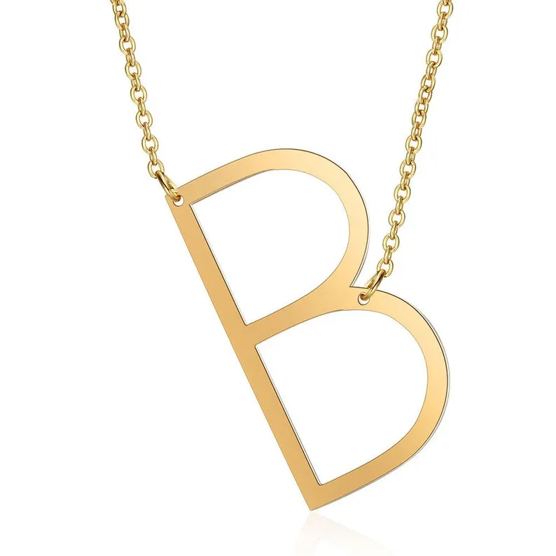 Big Letter Necklace  • Sideways Initial Necklace • Monogram Necklace • Bridesmaid Gifts