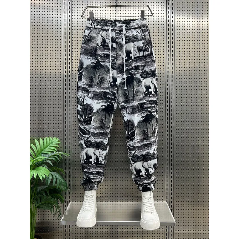 Black and White Printed Harem Pants