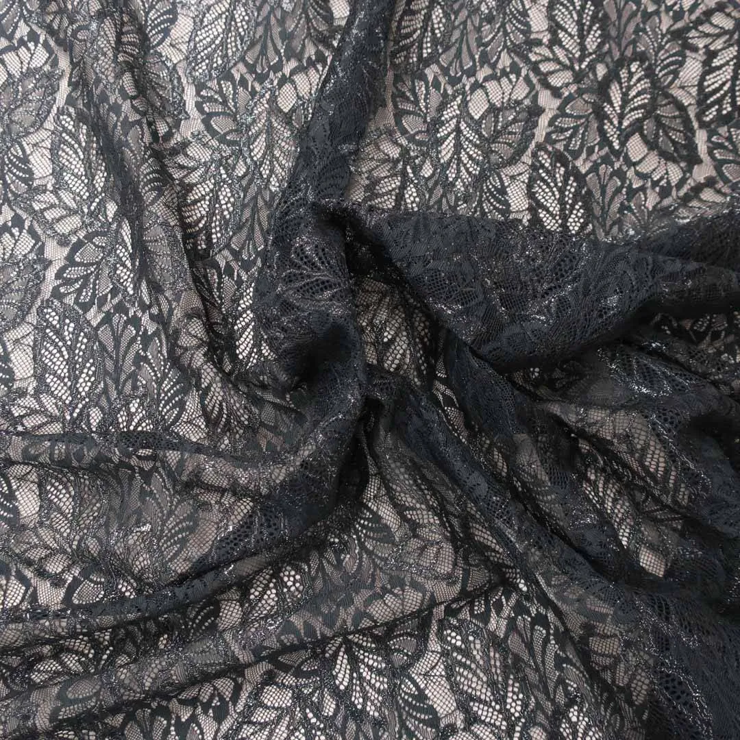 Black Floral Chantilly French Alencon Lace