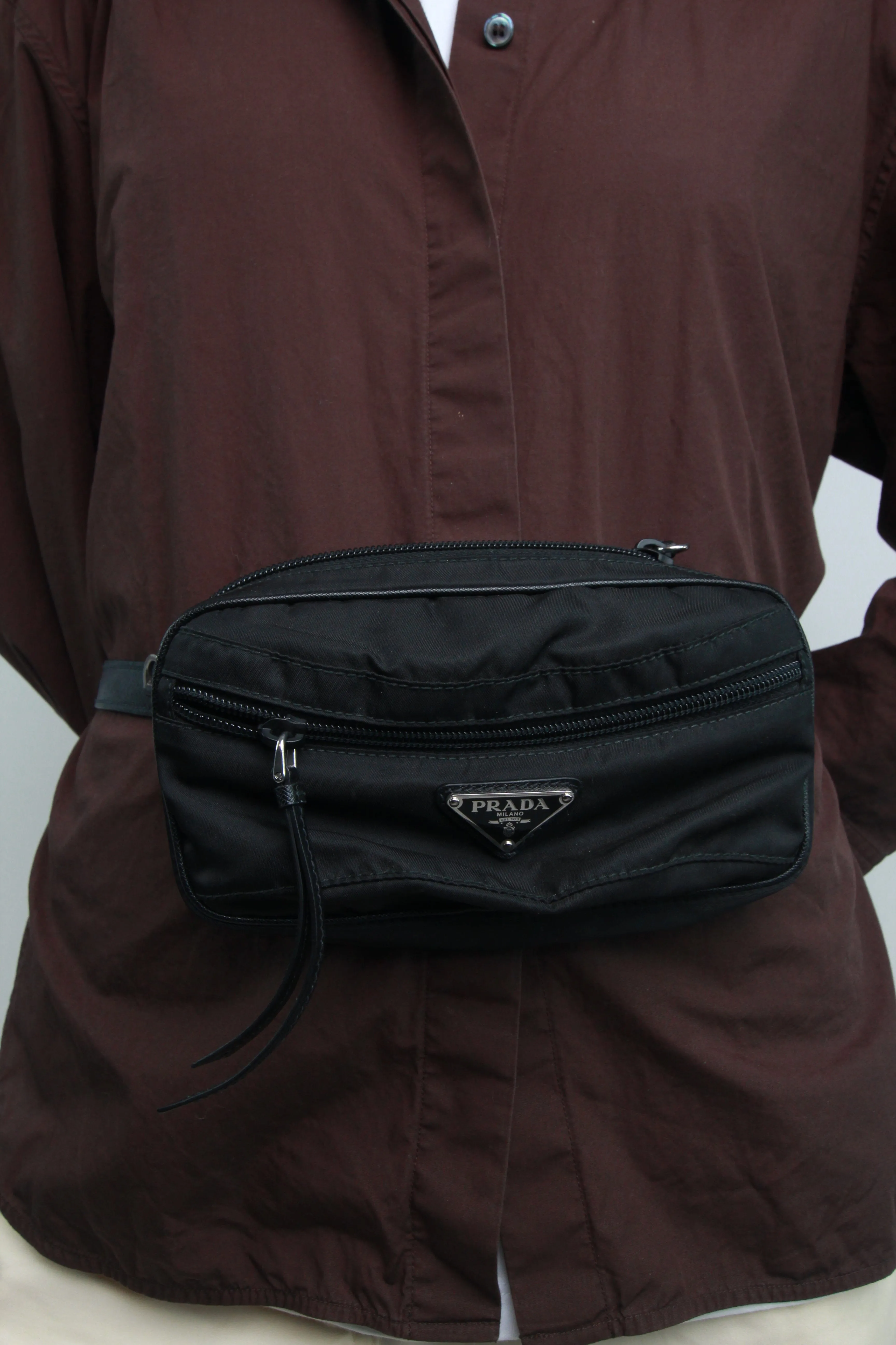 Black Nylon belt bag