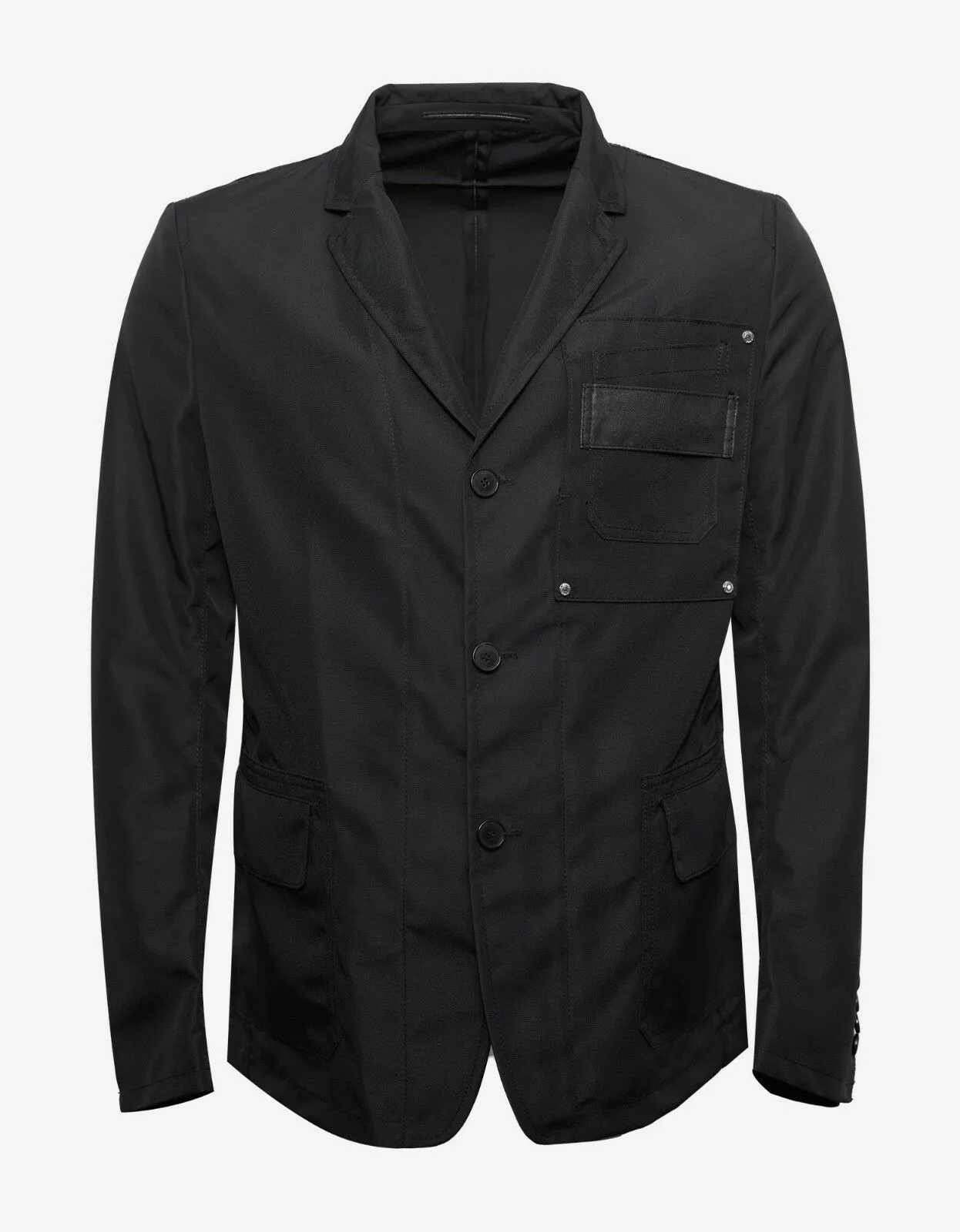 Black Nylon Blazer With Patch Pockets