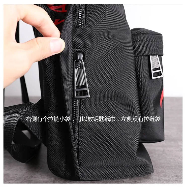 Black Nylon Graphic Satchel Backpack Womens School Backpacks Purse Nylon Travel Rucksack for Ladies