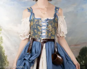 Blue and Yellow Floral Renaissance Corset Dress