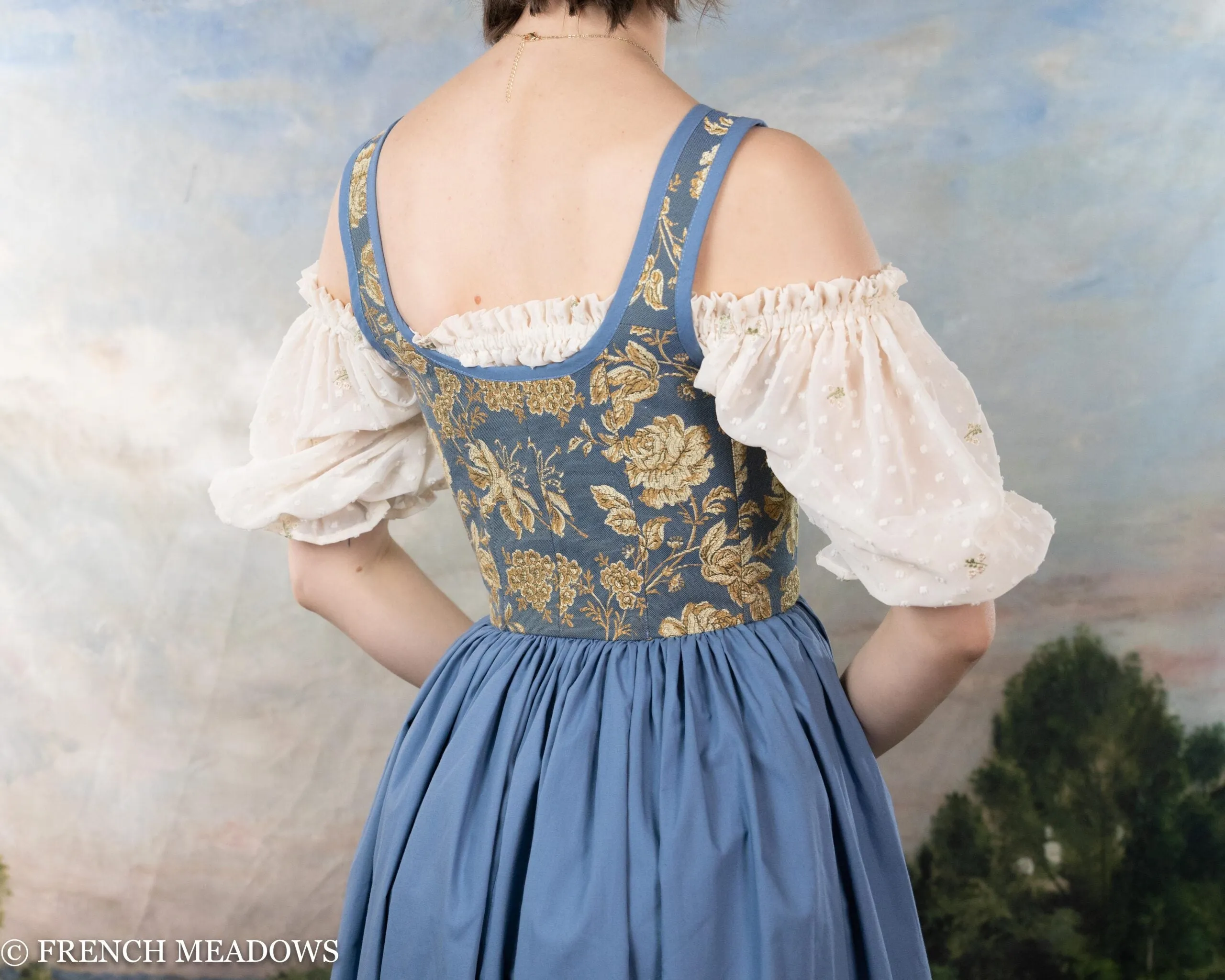 Blue and Yellow Floral Renaissance Corset Dress