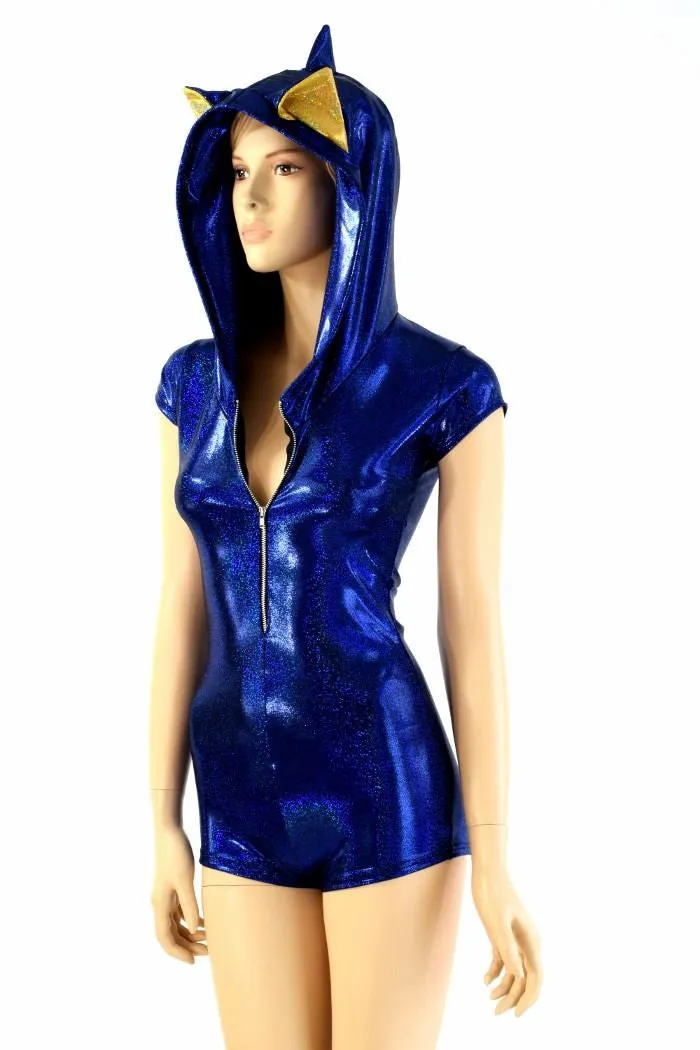 Blue Hedgehog Zipper Front Romper