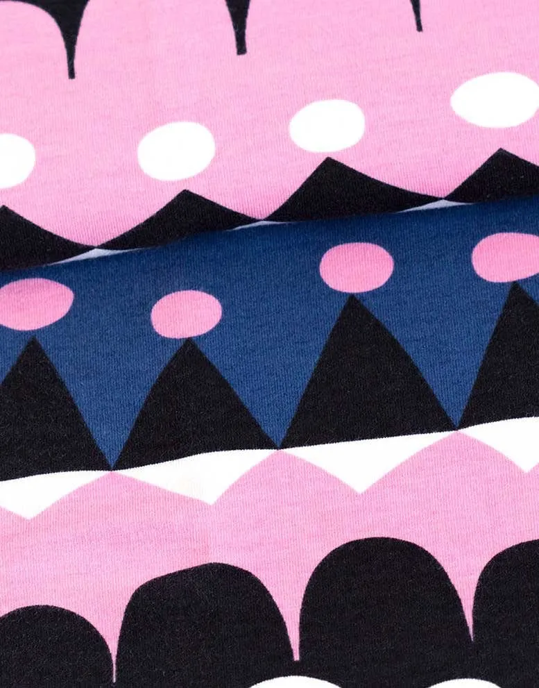 Blueberry & Pink Jussi Organic Cotton Jersey Fabric, PaaPii Design