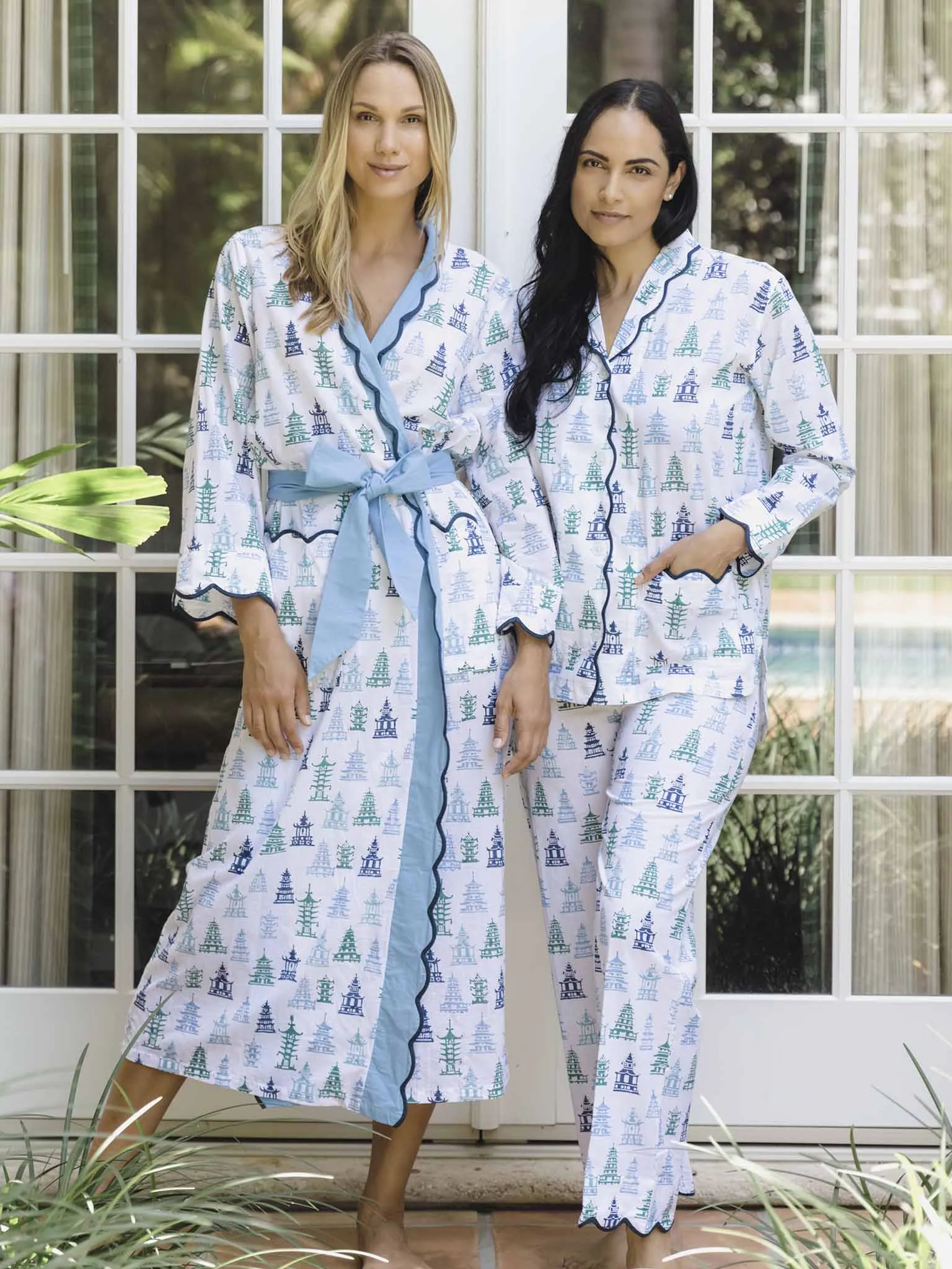 Blue/Green Pagoda Pajamas