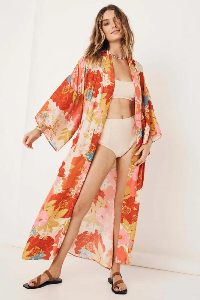 Bohemian Kimono, Vintage Bohemian Kimono Ladies V Neck Batwing Sleeves Boho Robe Bikini Cover-up