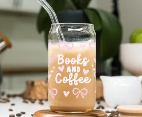 Books and Coffee UV Transfer for 16 oz Glass Can