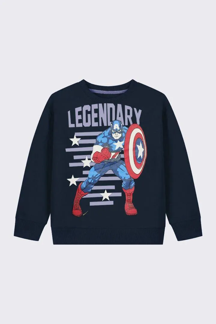 Boys Navy Printed Sweatshirt