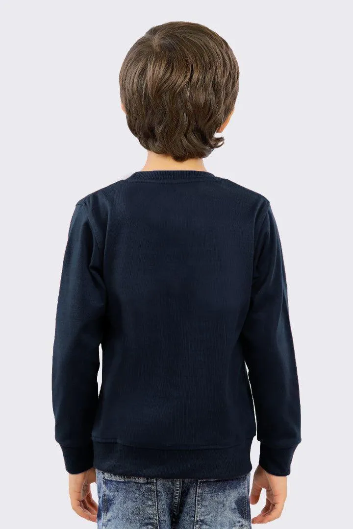 Boys Navy Printed Sweatshirt