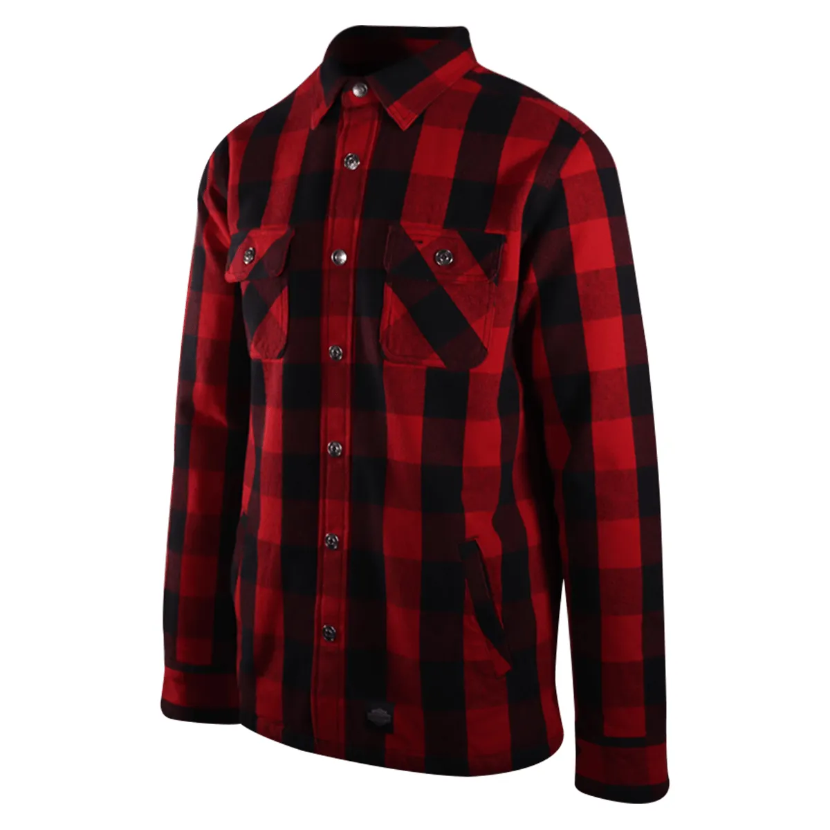 Branded  Men's Red Black Plaid Sherpa Lined Snap On Button Shirt Jacket