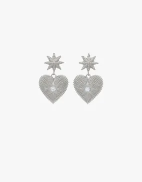 Brave Heart Earrings - Silver/Aquamarine