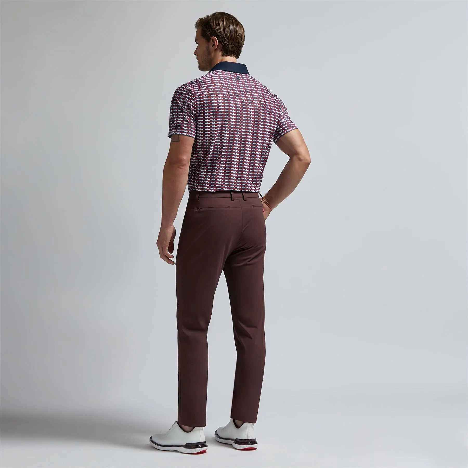 Brick Stripe Tech Pique Polo Cabernet - AW24