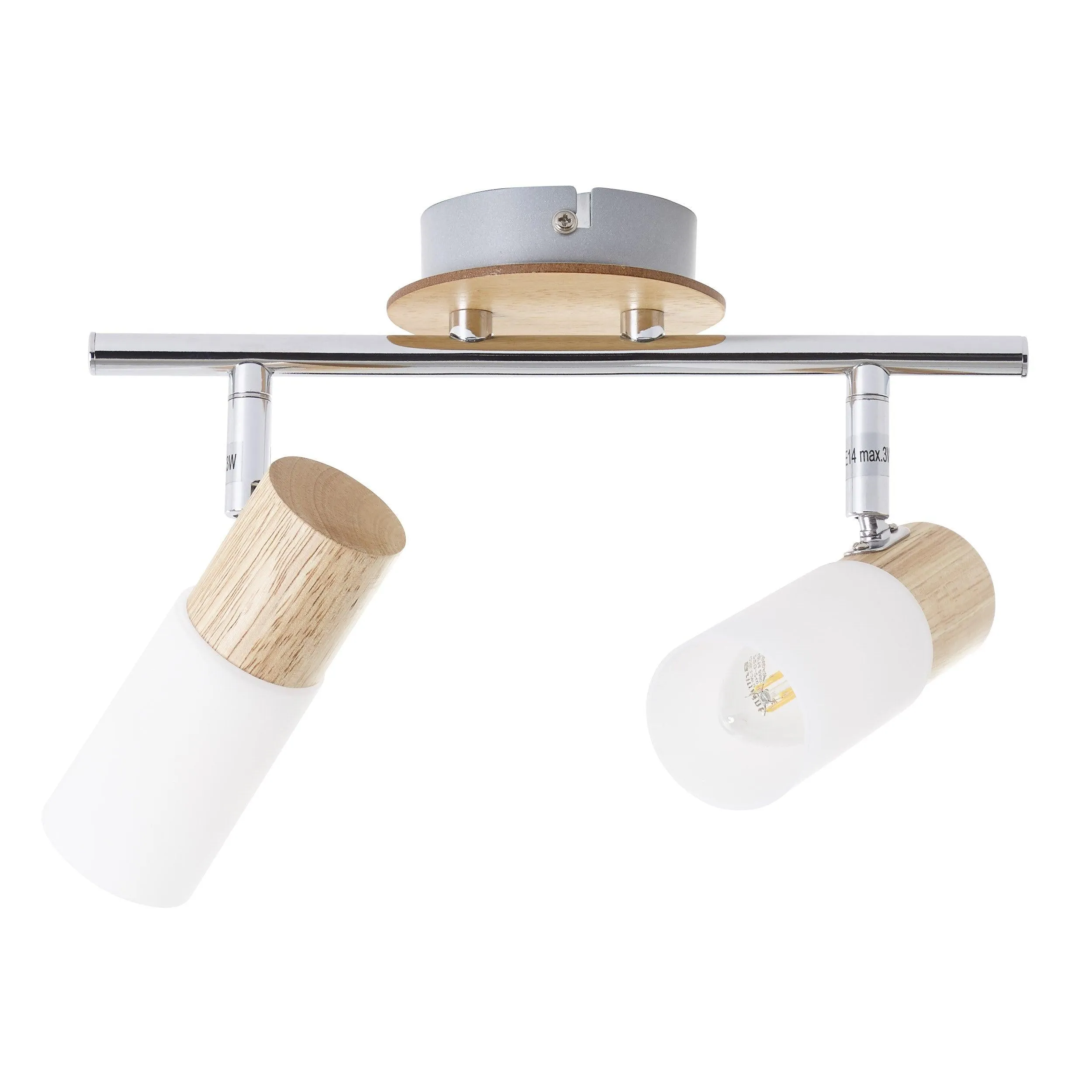 Brilliant 2 Light 7W Babsan Spotlight - Wood Light & White | 51413/50