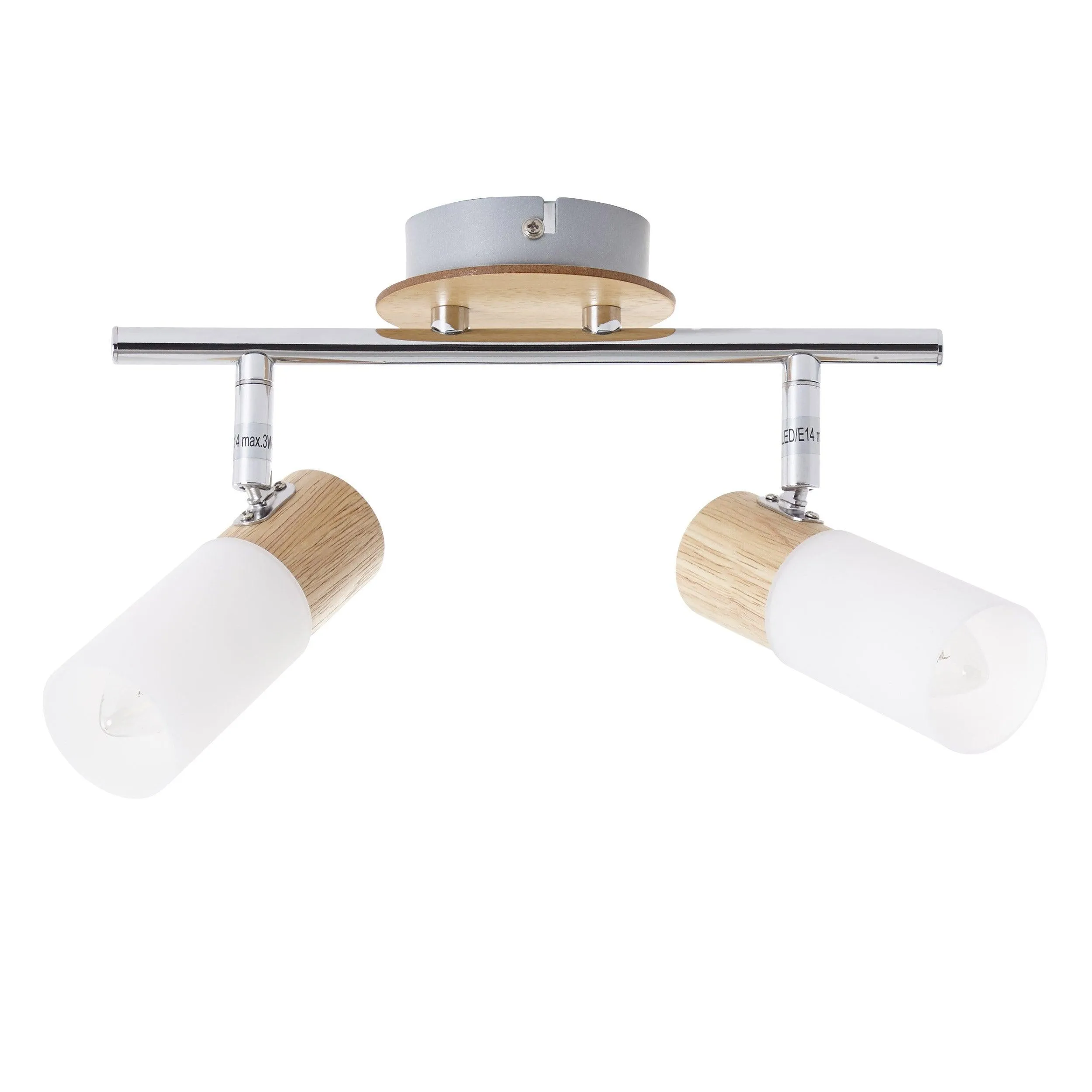 Brilliant 2 Light 7W Babsan Spotlight - Wood Light & White | 51413/50