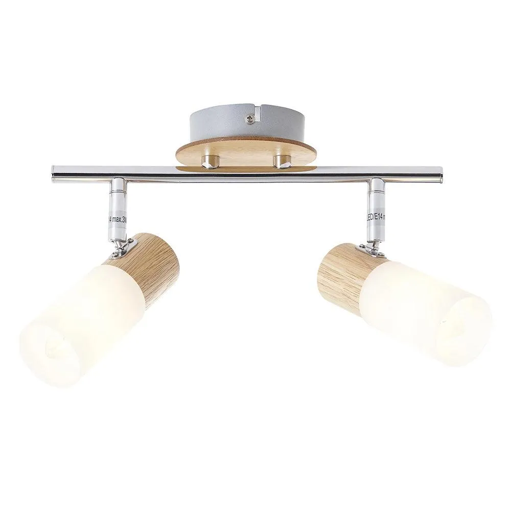 Brilliant 2 Light 7W Babsan Spotlight - Wood Light & White | 51413/50