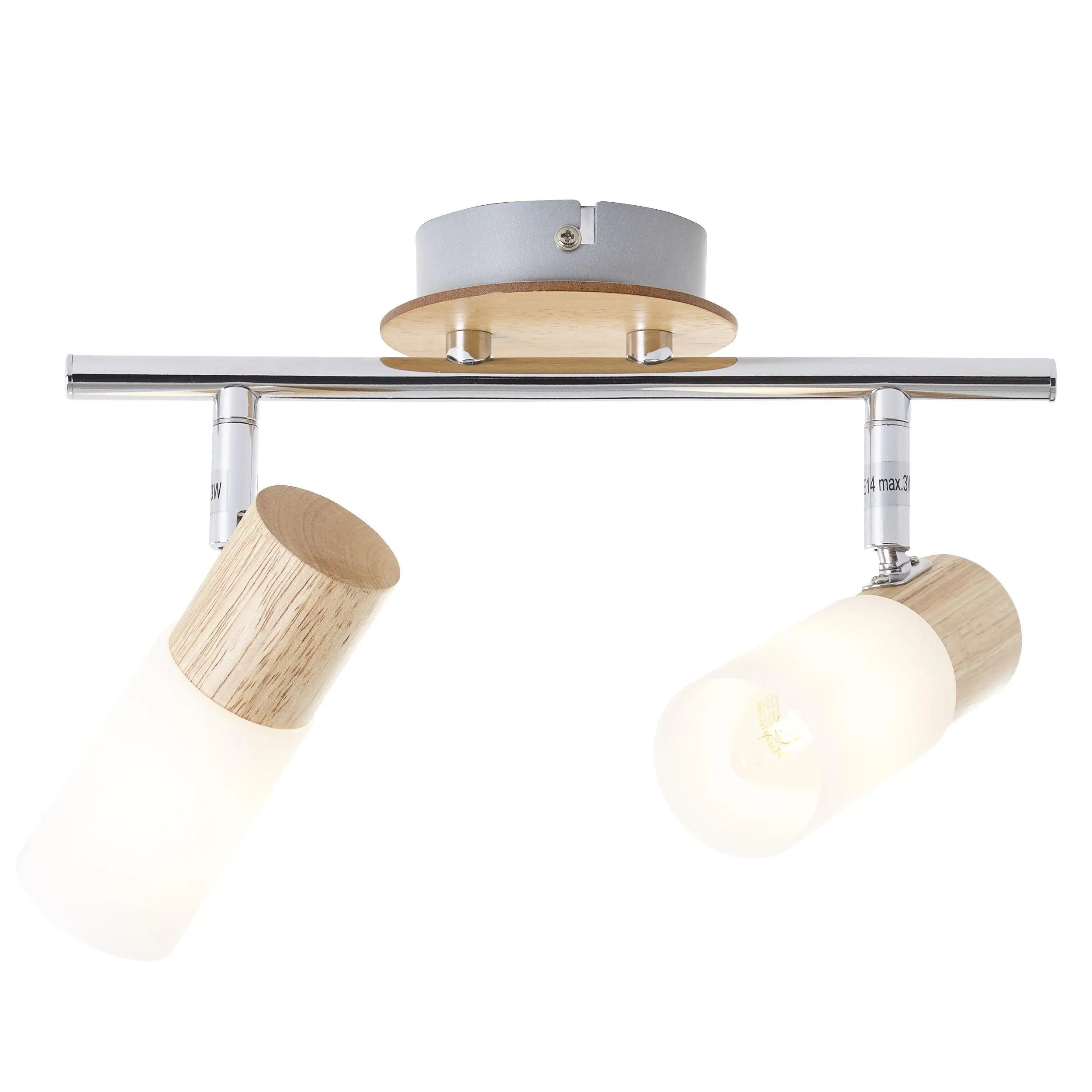 Brilliant 2 Light 7W Babsan Spotlight - Wood Light & White | 51413/50