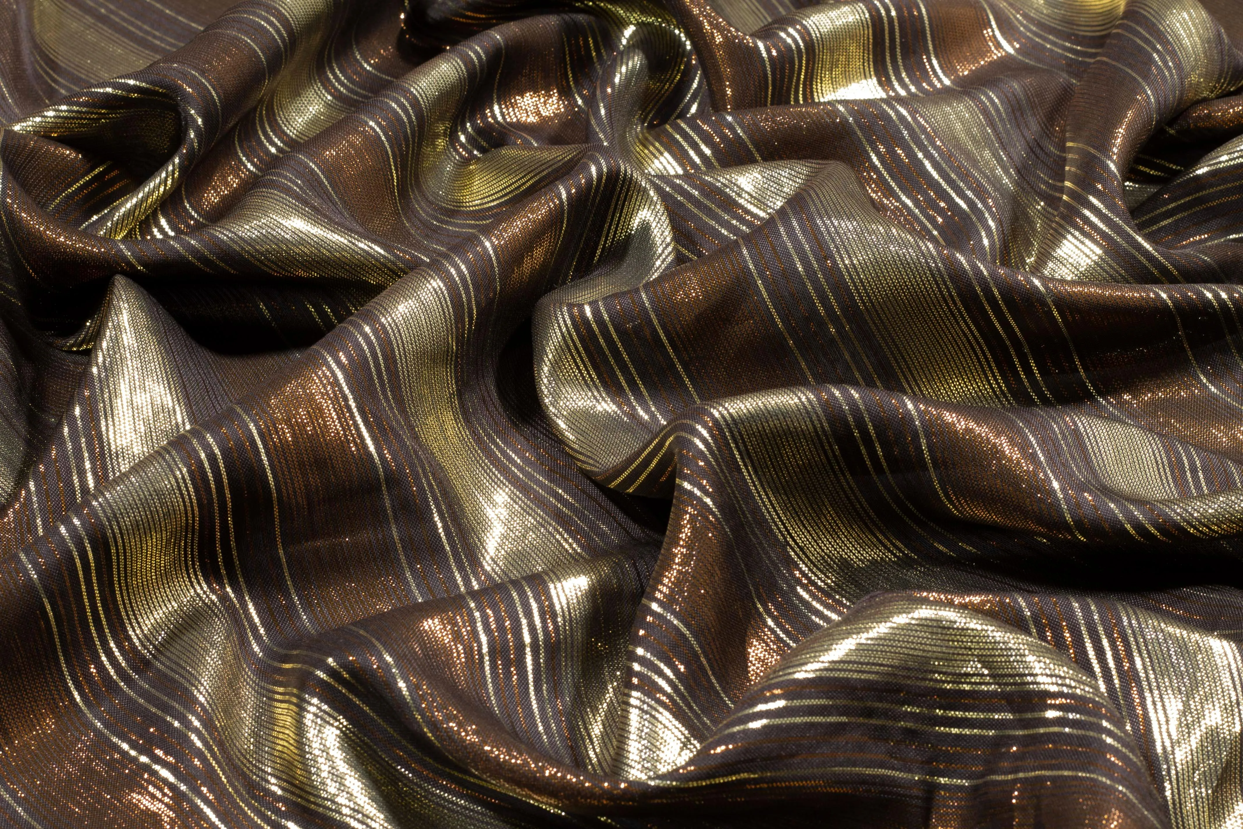 Bronze and Gold Striped Metallic Silk