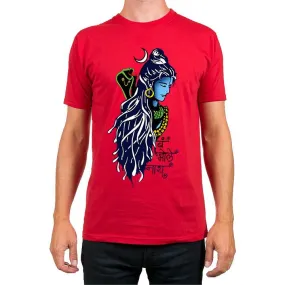 Bum Bhole Nath | Half sleeve red V Neck Tshirt