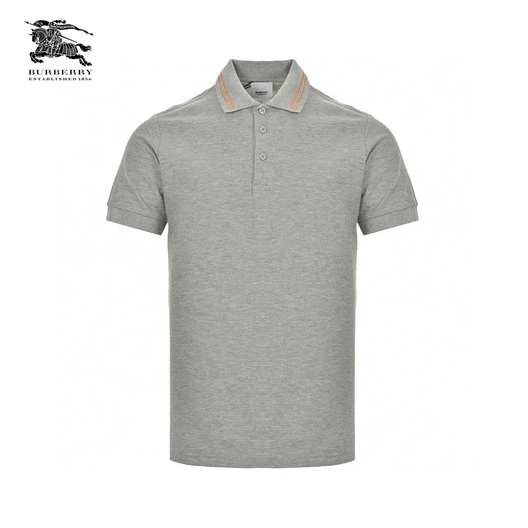 Burberry Striped Collar Polo Shirt in Grey